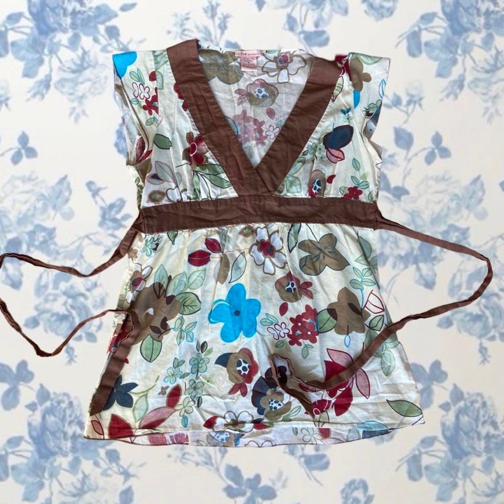 Y2K floral milkmaid tie top